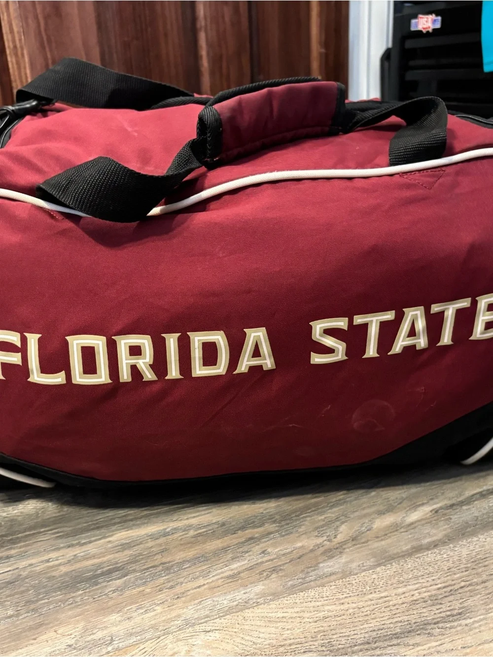 Nike Garnet and Black Men's Duffel Bag with Gold Logo